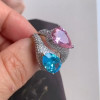 4.04ct Pear Cut Pink & Blue Sapphire 2pcs Bridal Set