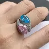 4.04ct Pear Cut Pink & Blue Sapphire 2pcs Bridal Set