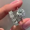2ct Round Cut White Sapphire 2pcs Bridal Set
