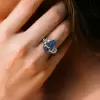 Fancy Vivid Blue Pear Cut Engagement Ring
