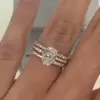 Oval Cut White Sapphire 3pcs Bridal Set in Rose Gold
