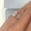 Oval Cut White Sapphire 3pcs Bridal Set in Rose Gold