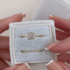3ct Cushion Cut White Sapphire 2pcs Bridal Set in Gold