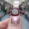 3ct Ruby Calibre Halo Engagement Ring
