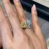 2.5ct Radiant Cut Fancy Yellow Flowers Engagement Ring