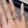 2.5ct Radiant Cut Fancy Yellow Flowers Engagement Ring