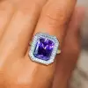 5ct Radiant Cut Amethyst Halo Cocktail Ring