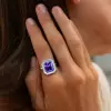 5ct Radiant Cut Amethyst Halo Cocktail Ring