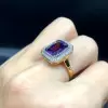 5ct Radiant Cut Amethyst Halo Cocktail Ring