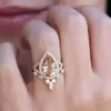 Pear Cut Halo Rose Gold 3.0 CT Two Pieces Wedding Ring Set