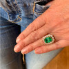 1ct Halo Emerald Cut Emerald Flower Engagement Ring