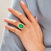 1ct Halo Emerald Cut Emerald Flower Engagement Ring