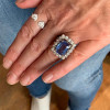6ct Halo Emerald Cut Sapphire Engagement Ring
