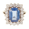 6ct Halo Emerald Cut Sapphire Engagement Ring