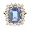 6ct Halo Emerald Cut Sapphire Engagement Ring