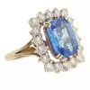 6ct Halo Emerald Cut Sapphire Engagement Ring