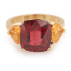 4ct Cushion Cut Ruby Three-Stone Engagement Ring in Gold