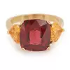 4ct Cushion Cut Ruby Three-Stone Engagement Ring in Gold