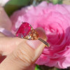 4ct Cushion Cut Ruby Three-Stone Engagement Ring in Gold