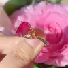 4ct Cushion Cut Ruby Three-Stone Engagement Ring in Gold