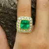 8 CT Cushion Cut Halo Emerald Engagement Ring