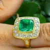 8 CT Cushion Cut Halo Emerald Engagement Ring