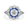 2.2 CT Round Cut Halo Sapphire Engagement Ring