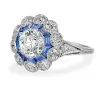 2.2 CT Round Cut Halo Sapphire Engagement Ring
