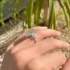 2.5ct Emerald Cut White Sapphire Three-Stone Engagement Ring