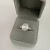 2.5ct Emerald Cut White Sapphire Three-Stone Engagement Ring