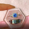 Round Cut Halo 2.0 CT Sapphire Matching Couples' Rings