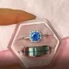Round Cut Halo 2.0 CT Sapphire Matching Couples' Rings