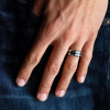 Round Cut Halo 2.0 CT Sapphire Matching Couples' Rings