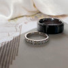 Black and White Pave White Sapphire Couples Ring