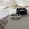 Black and White Pave White Sapphire Couples Ring