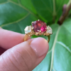 6ctw Cushion Cut Ruby Three-Stone Engagement Ring