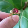 6ctw Cushion Cut Ruby Three-Stone Engagement Ring