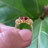 6ctw Cushion Cut Ruby Three-Stone Engagement Ring