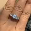 2CT Round Brilliant Cut Three-Stone White Sapphire Engagement Ring 