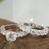 1.5ct Round Cut White Sapphire 2pcs Bridal Set