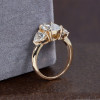 2.5CT Oval Cut Three-Stone White Sapphire Yellow Gold Ring