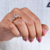 2.5CT Oval Cut Three-Stone White Sapphire Yellow Gold Ring
