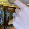 Halo Cushion Cut Sterling Silver Engagement Ring