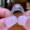 Stunning Cushion Cut 6.13 Carat Sterling Silver Engagement Ring