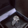 Round Brilliant Cut Three Row Pave Sterling Silver Engagement Ring