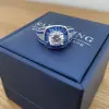 1.5ct Round Cut Sapphire Calibre Halo Vintage Engagement Ring