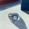 1.5ct Round Cut Sapphire Calibre Halo Vintage Engagement Ring