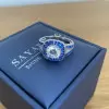 1.5ct Round Cut Sapphire Calibre Halo Vintage Engagement Ring