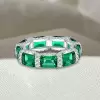 5.5ctw Emerald Cut Green Sapphire Eternity Ring