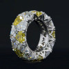 White & Yellow Heart Shape Eternity Band